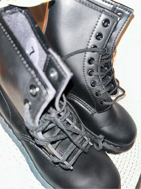 Dr. Martens Matte Black Leather Lace-Up Combat Boots